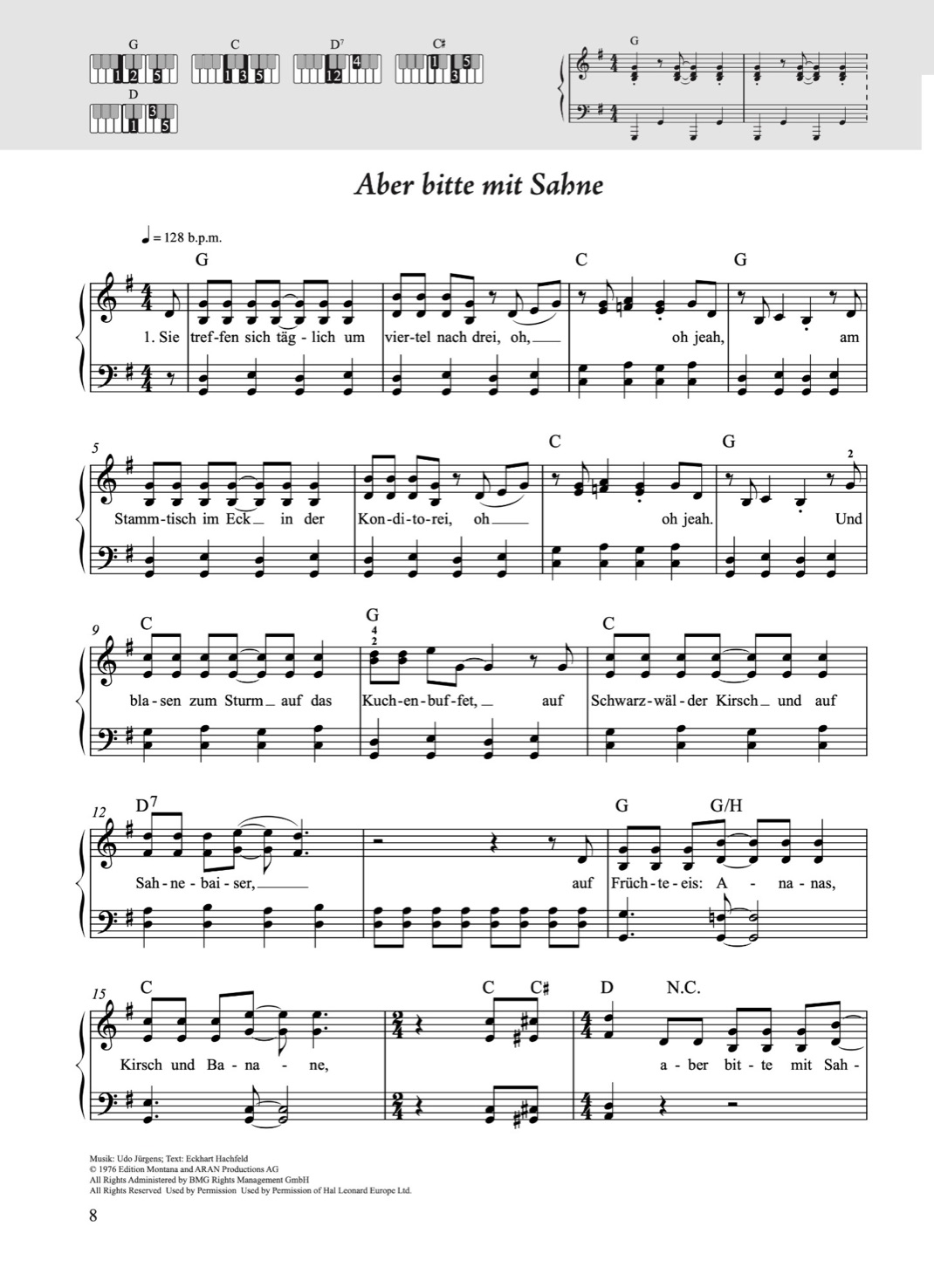 Fetenbuch Klavier – Beispielseite 1