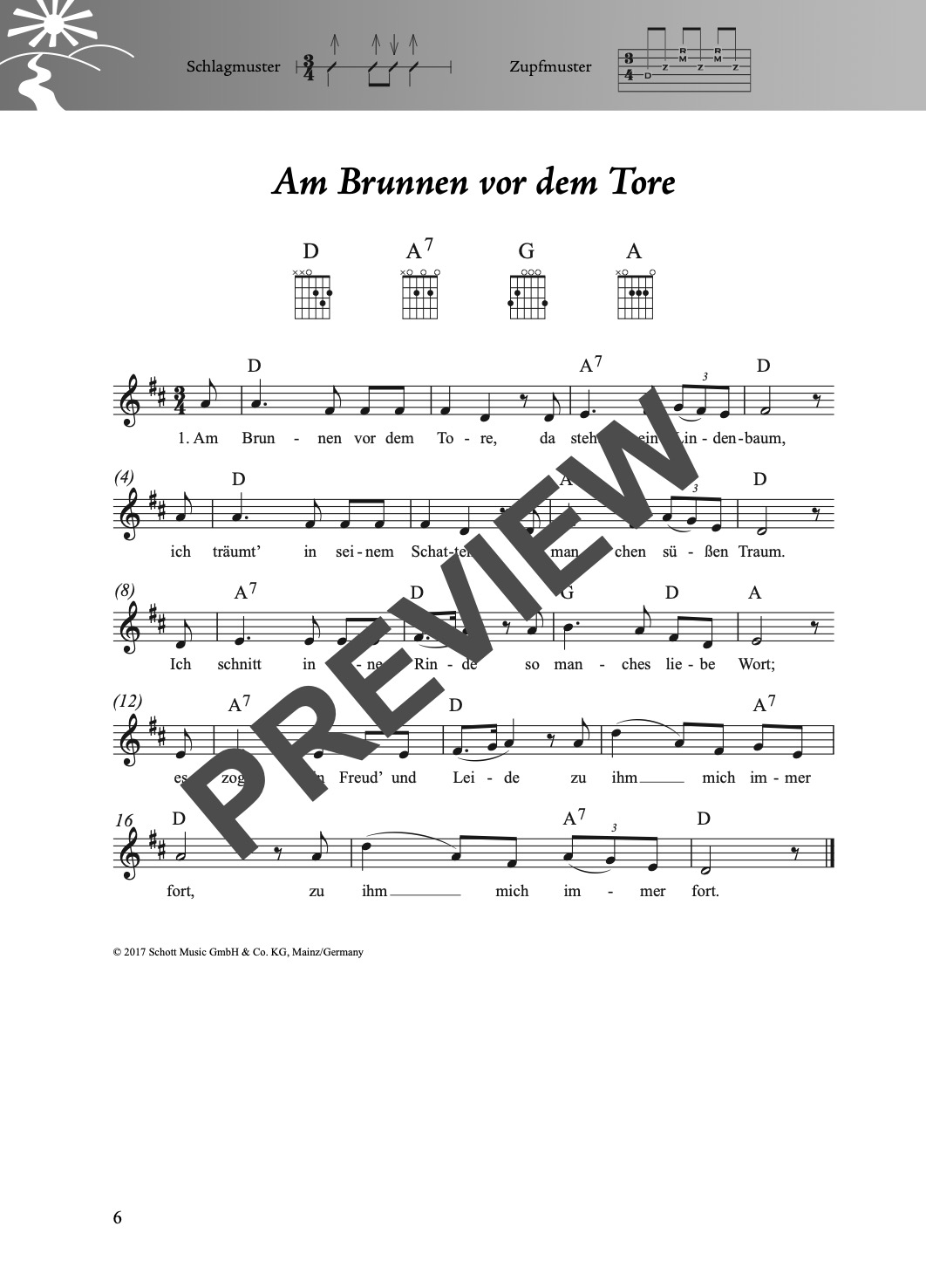 Folk- und Volksliederbuch Gitarre – Beispielseite 1