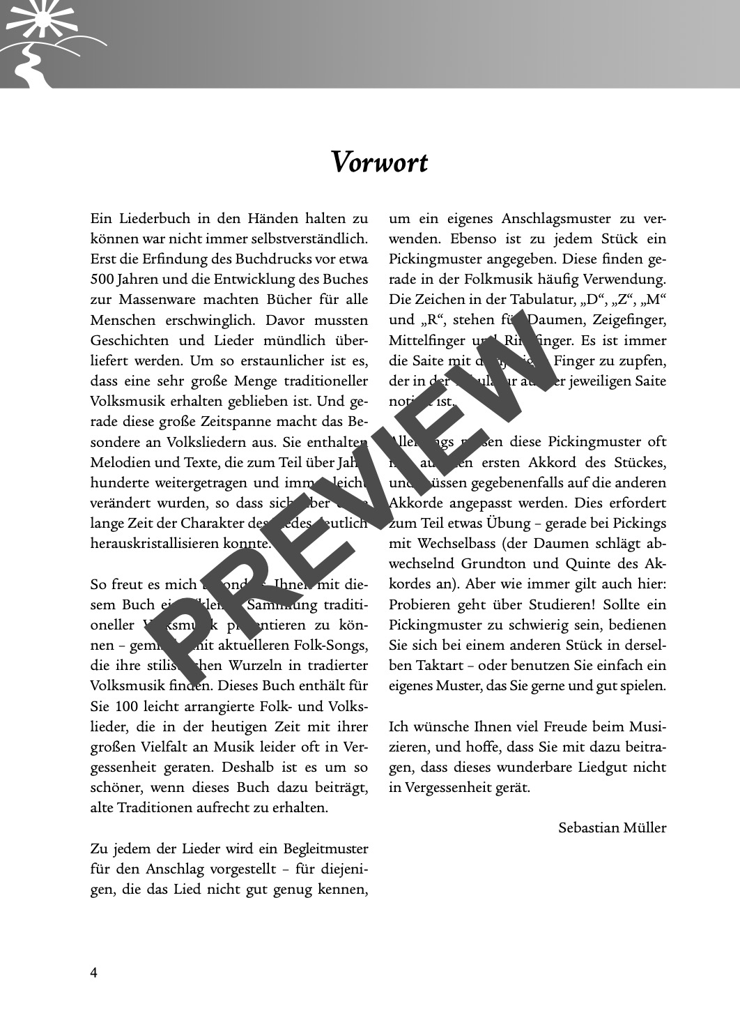Folk- und Volksliederbuch Gitarre – Beispielseite 8
