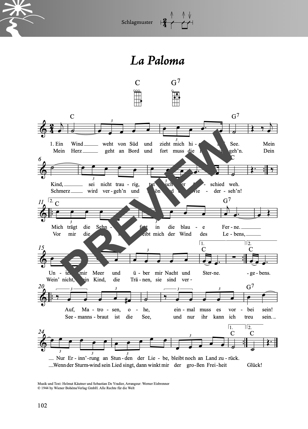 Folk- und Volksliederbuch Ukulele – Beispielseite 5