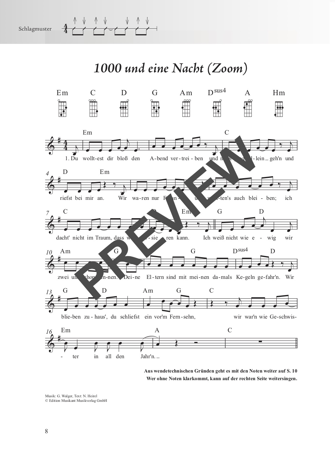Schlagerbuch Ukulele – Beispielseite 3