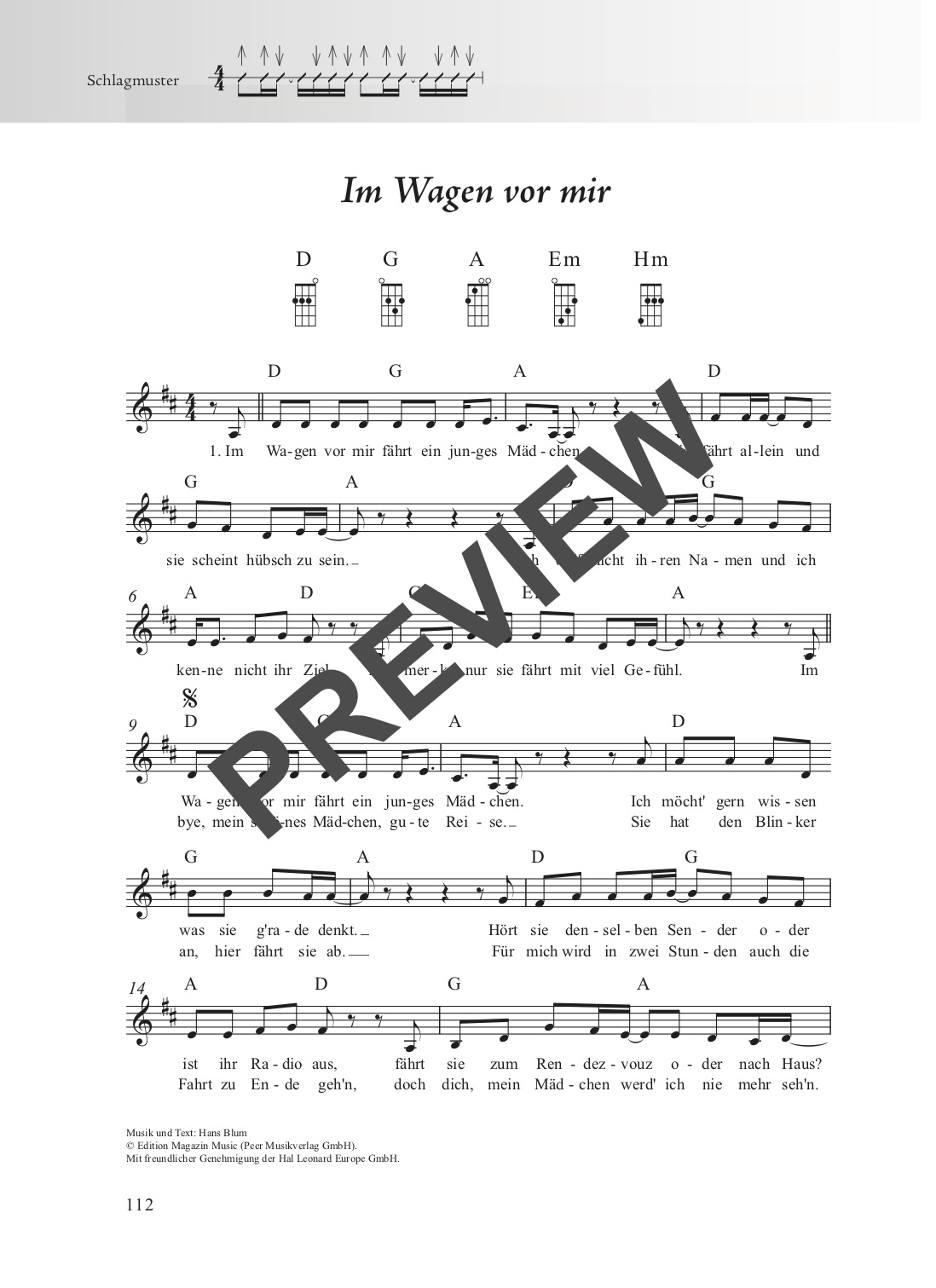Schlagerbuch Ukulele – Beispielseite 6
