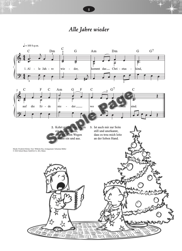 Weihnachtsliederbuch Klavier – Beispielseite 2