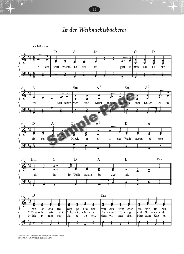 Weihnachtsliederbuch Klavier – Beispielseite 5