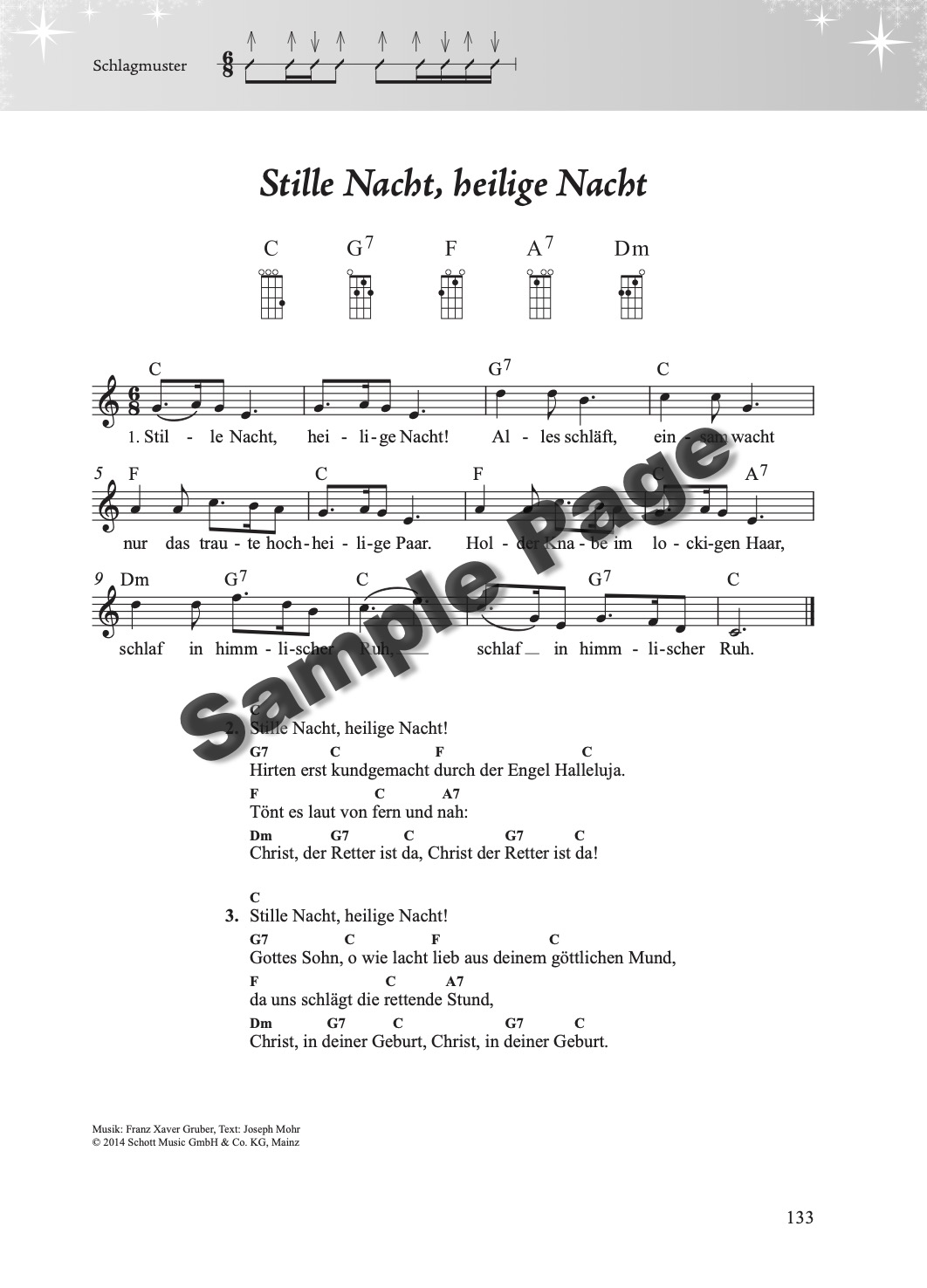 Weihnachtsliederbuch Ukulele – Beispielseite 1