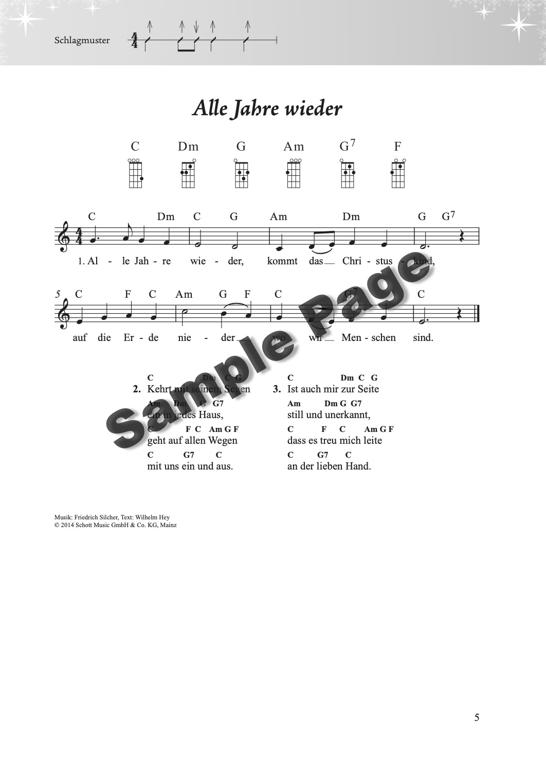 Weihnachtsliederbuch Ukulele – Beispielseite 6