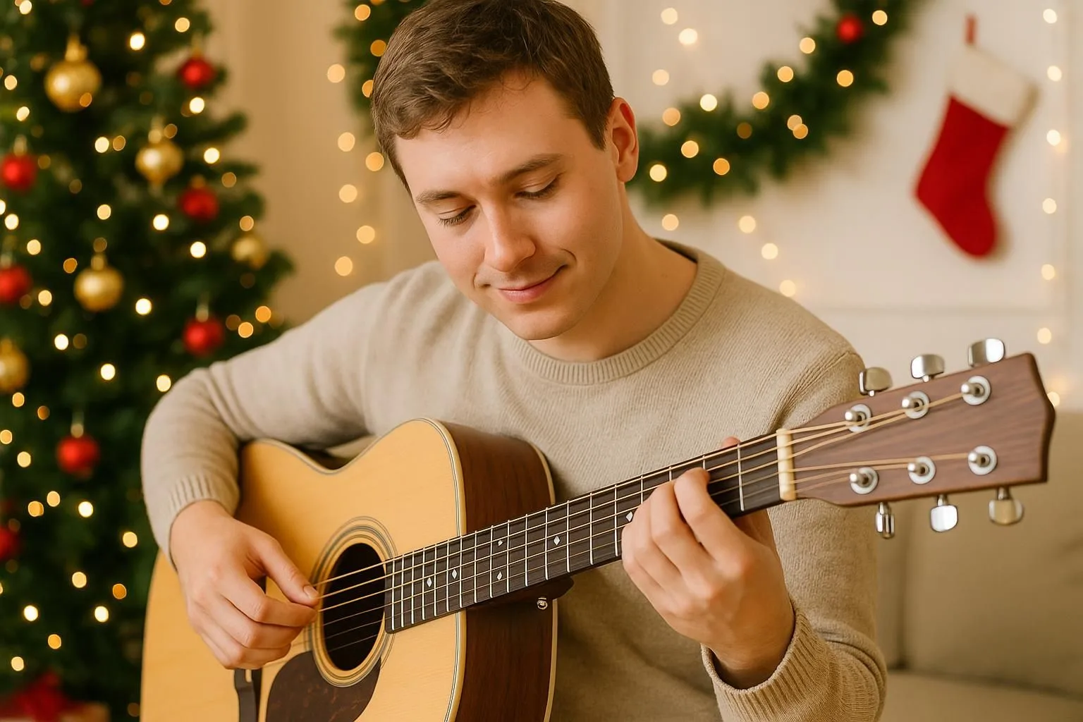 Weihnachtslieder für Gitarren-Anfänger: 10 Lieder ohne Barre